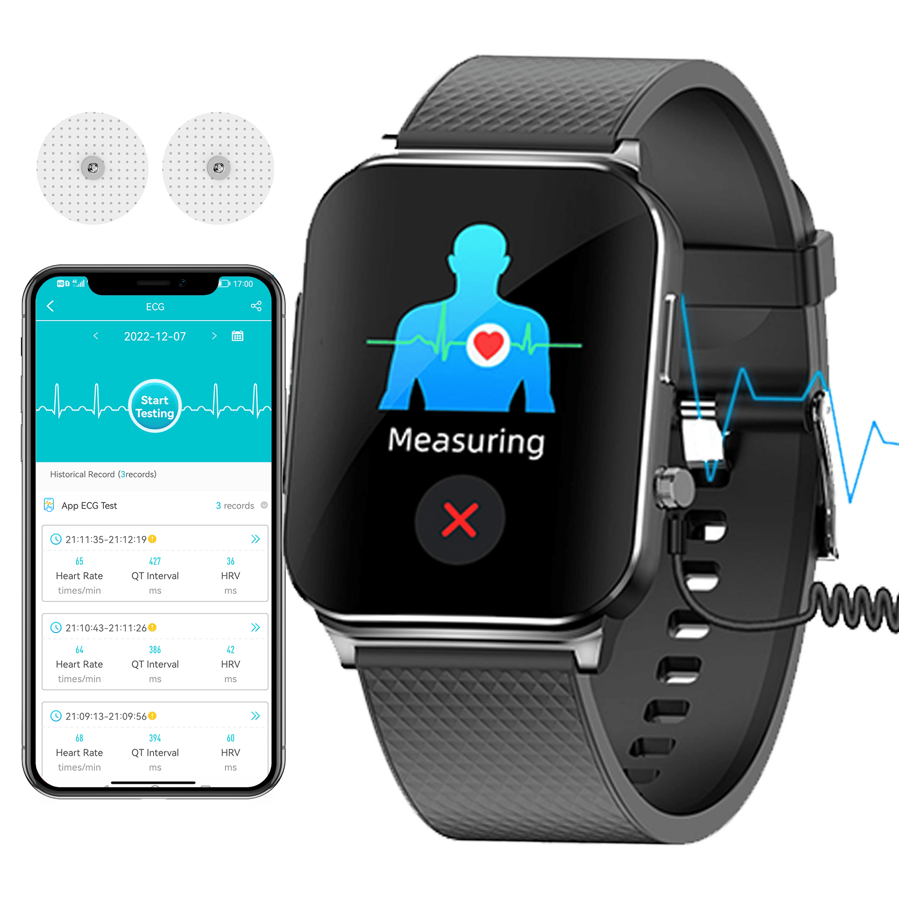 Suga03 PTT Dynamic ECG Blood Glucose Heart Rate Blood Pressure Monitoring Smart Watch