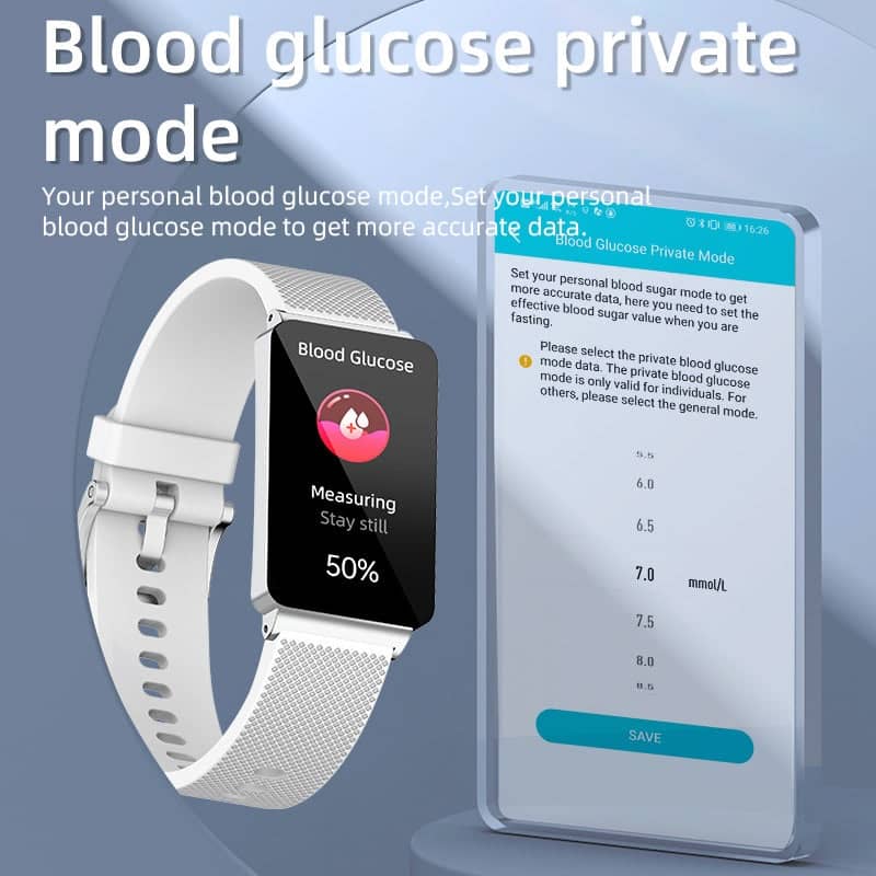 Suga80 One-click Blood Glucose Blood Pressure Sleep Heart Rate Measurement Sports Smart Bracelet