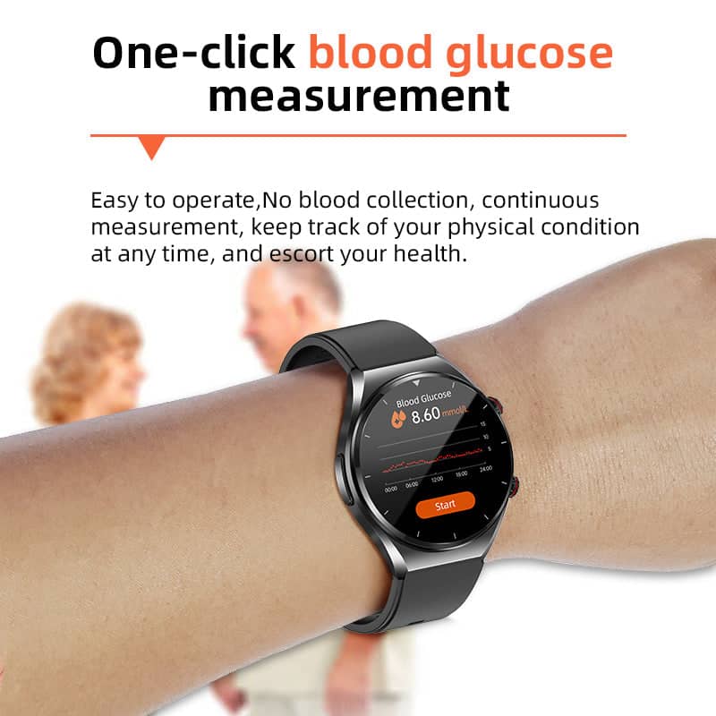 Suga09 One-click Blood Glucose Blood Pressure ECG/EKG HRV Heart Measurement Suga Pro Health Smart Watch