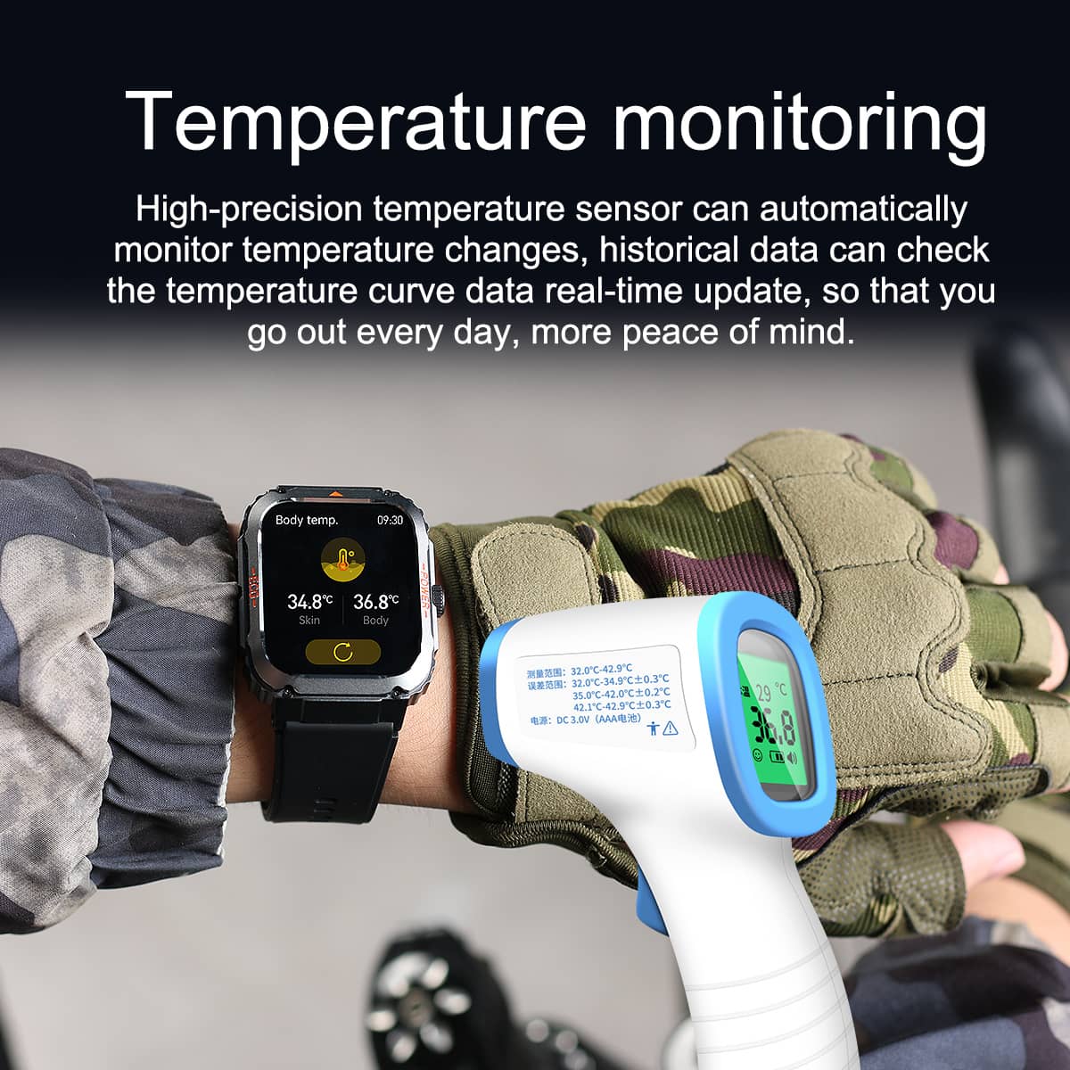 Suga550 Fashion Outdoor Sports Health Smart Watch ECG/EKG Blood Glucose Bluetooth Call 100+ Sports Modes