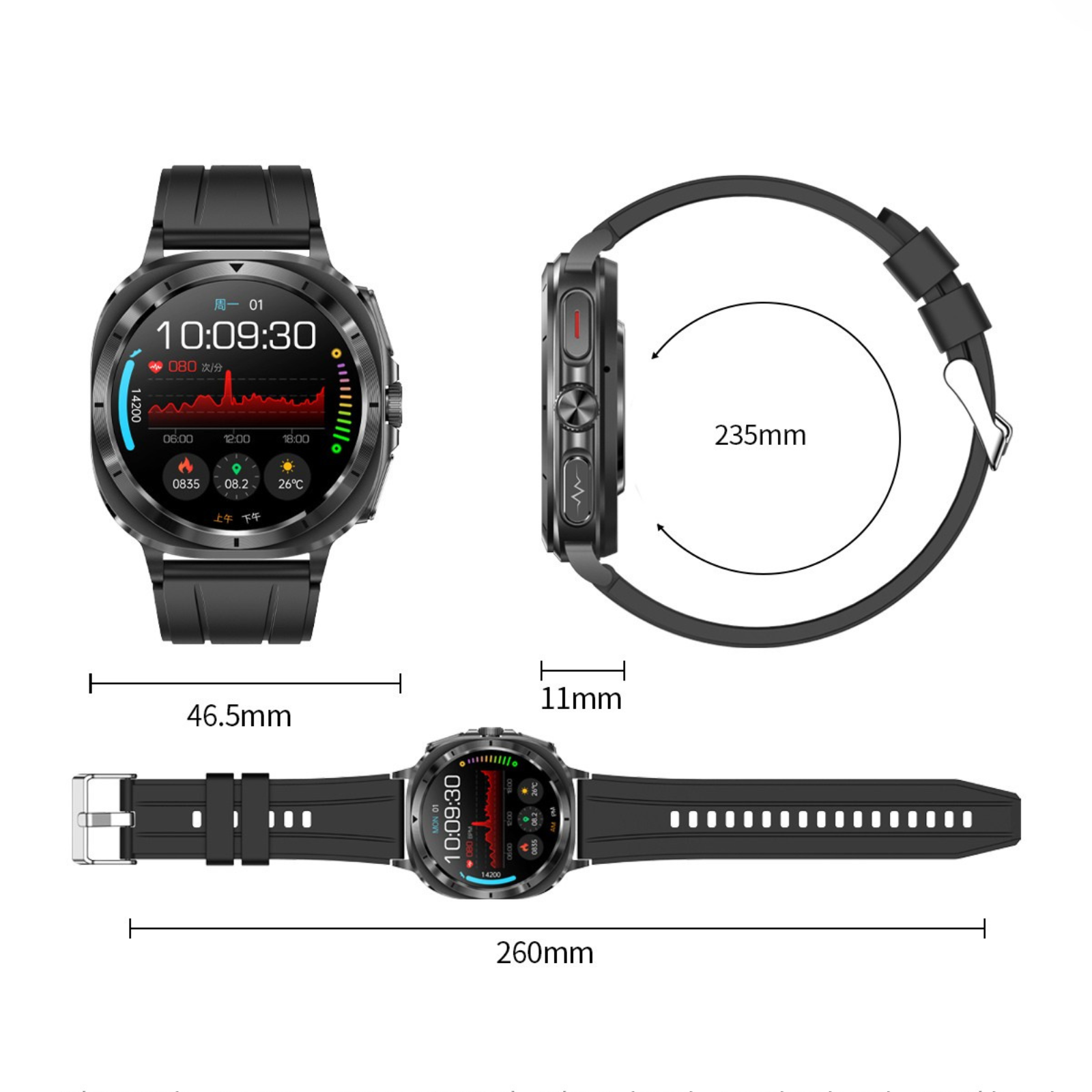 Sugafit® Fettle - Smart Watch 1.43inch Amoled ECG Health Monitoring Voice Assistant SOS Outdoor Sports Fitness Tracker