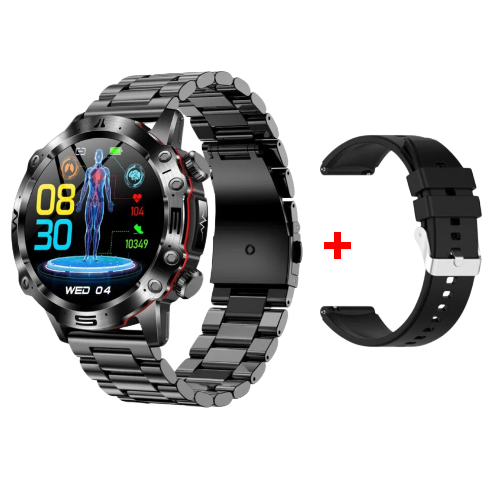 Sugafit® Wellness Pro - ECG/EKG HRV Professional Blood Glucose Blood Pressure Monitoring and Health Smart Watch