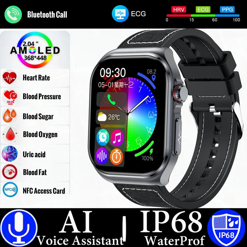 Sugafit® Versa - New Uric Acid Blood Fat Smartwatch ECG Heart Rate Blood Pressure Blood Glucose Health Monitoring