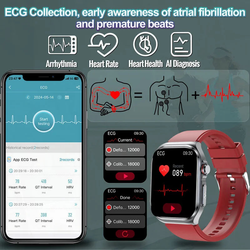 Sugafit® Versa - New Uric Acid Blood Fat Smartwatch ECG Heart Rate Blood Pressure Blood Glucose Health Monitoring