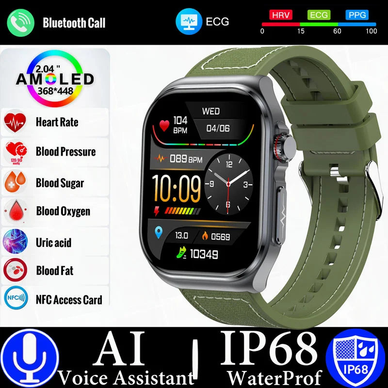 Sugafit® Versa - New Uric Acid Blood Fat Smartwatch ECG Heart Rate Blood Pressure Blood Glucose Health Monitoring