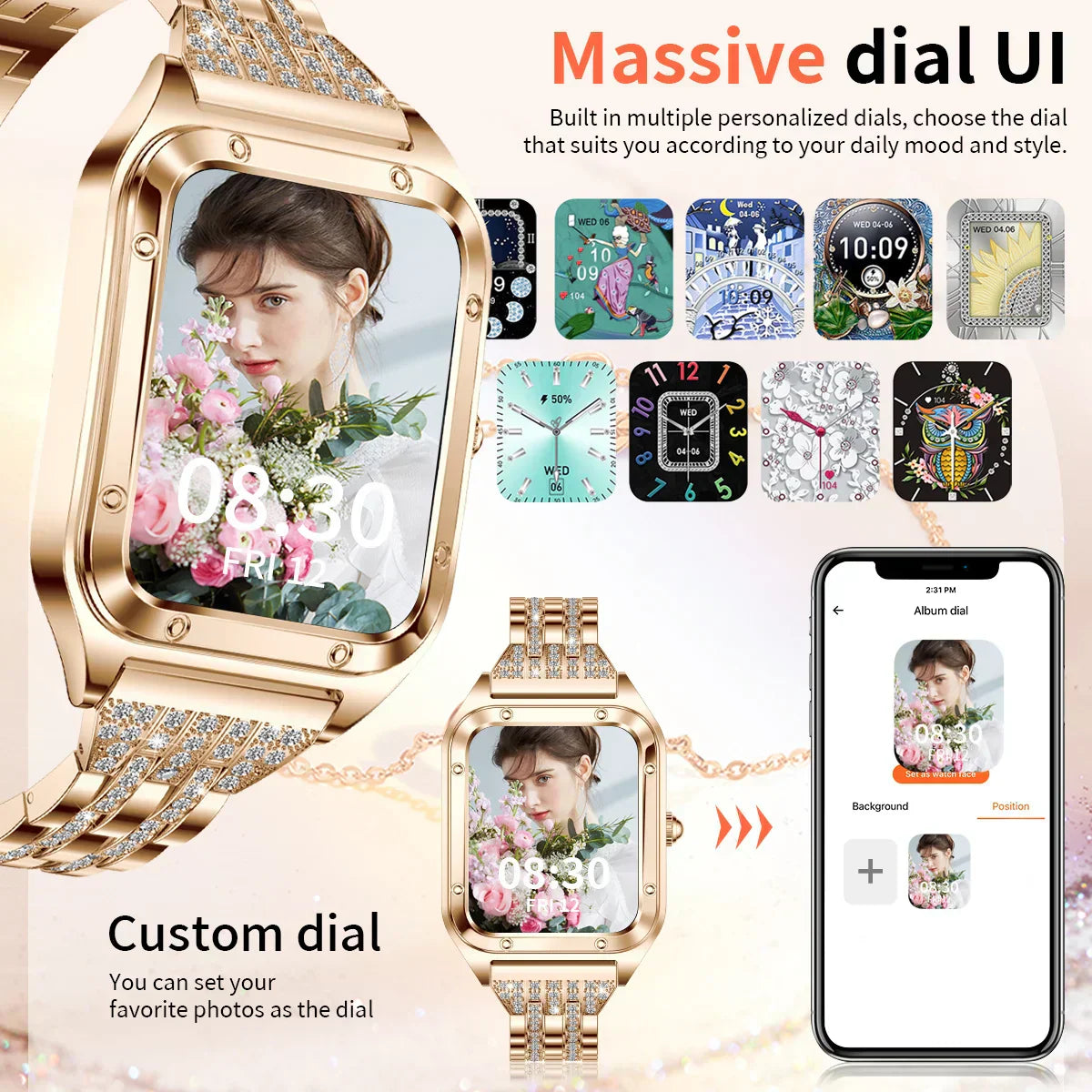 Sugafit® Tender - Smart Watch Woman Sport Fitnes AI Voice Control Full Touch Bracelet Bluetooth Call Waterproof