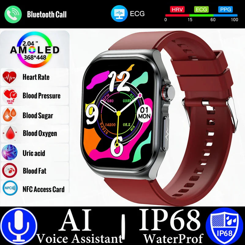 Sugafit® Versa - New Uric Acid Blood Fat Smartwatch ECG Heart Rate Blood Pressure Blood Glucose Health Monitoring