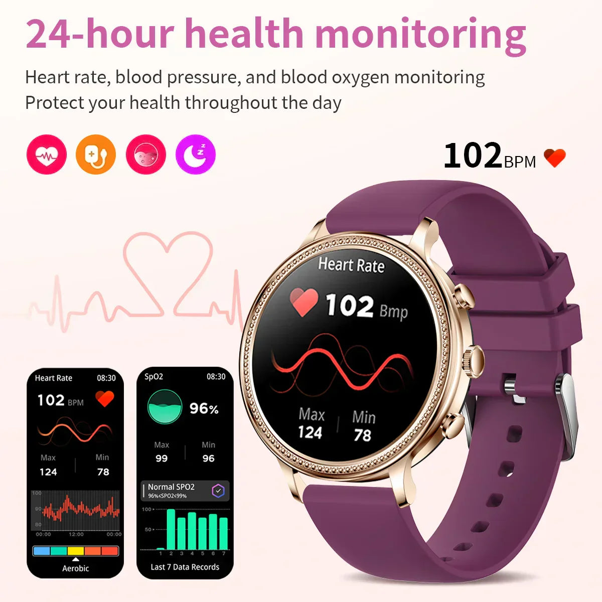 Sugafit® Spectra - Smart Watches For Women Bluetooth Call Connected Phone Women Watch Health Monitor