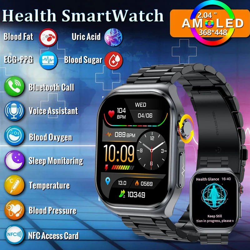 Sugafit® Versa - New Uric Acid Blood Fat Smartwatch ECG Heart Rate Blood Pressure Blood Glucose Health Monitoring