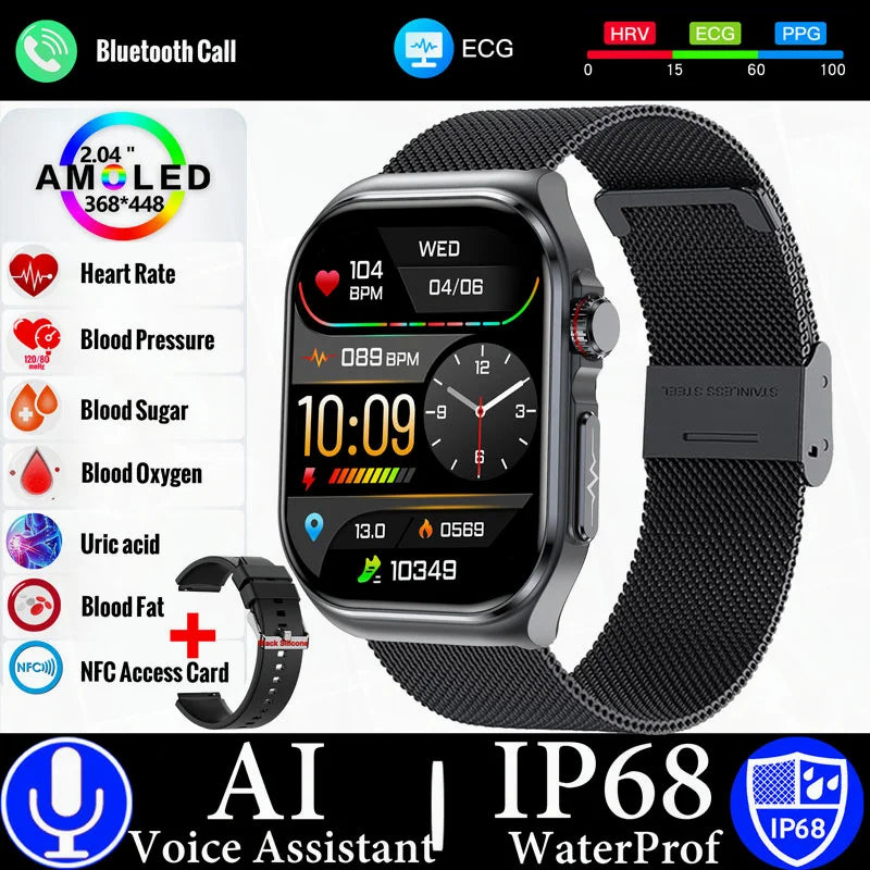 Sugafit® Versa - New Uric Acid Blood Fat Smartwatch ECG Heart Rate Blood Pressure Blood Glucose Health Monitoring
