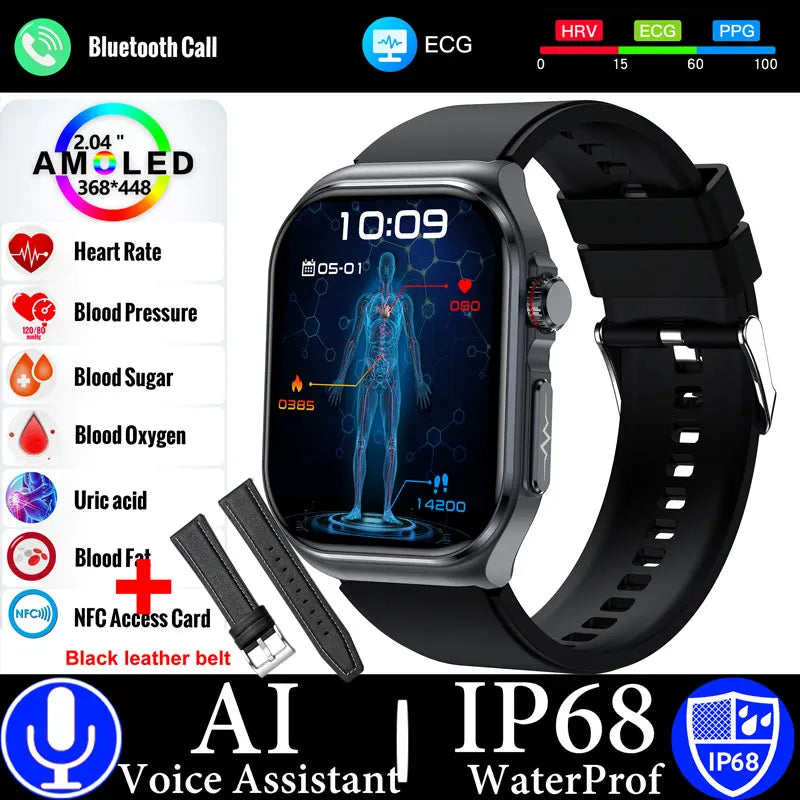 Sugafit® Versa - New Uric Acid Blood Fat Smartwatch ECG Heart Rate Blood Pressure Blood Glucose Health Monitoring