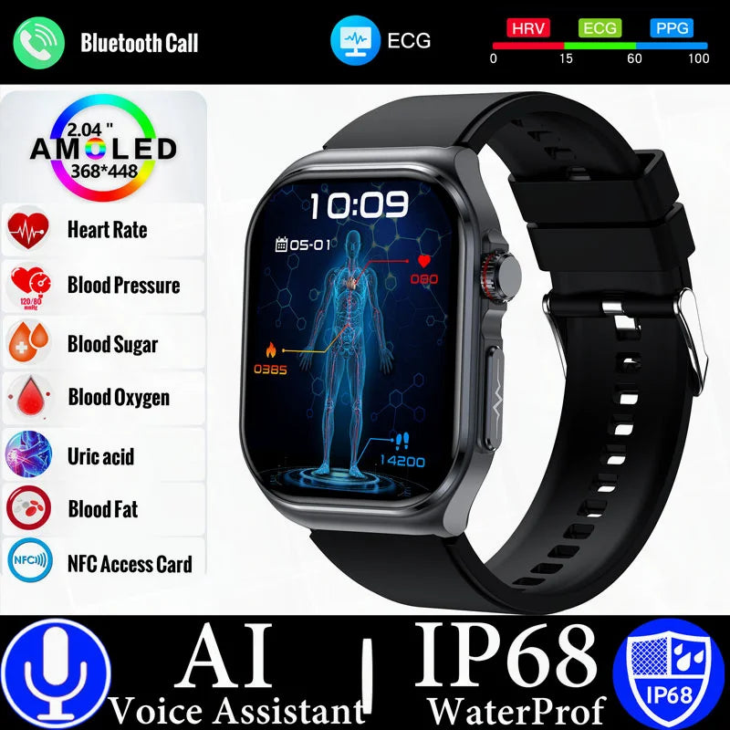 Sugafit® Versa - New Uric Acid Blood Fat Smartwatch ECG Heart Rate Blood Pressure Blood Glucose Health Monitoring