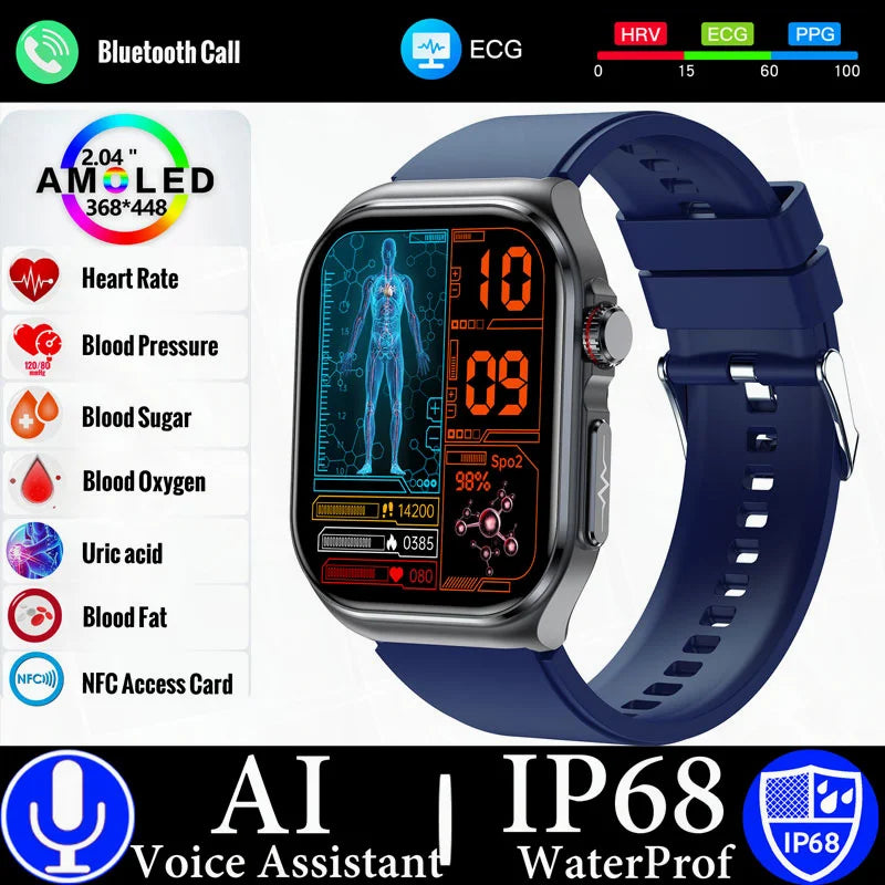 Sugafit® Versa - New Uric Acid Blood Fat Smartwatch ECG Heart Rate Blood Pressure Blood Glucose Health Monitoring