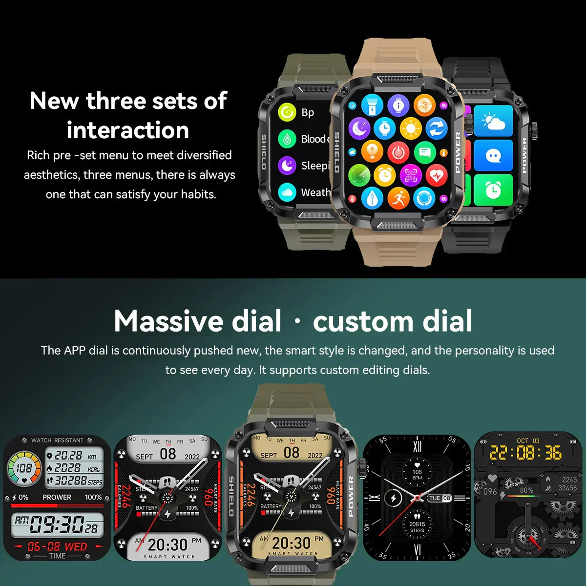 Sugafit® Strive - Men Smart Watch Military Healthy Monitor AI Voice Bluetooth Call Fitness Waterproof Sports Smartwatch