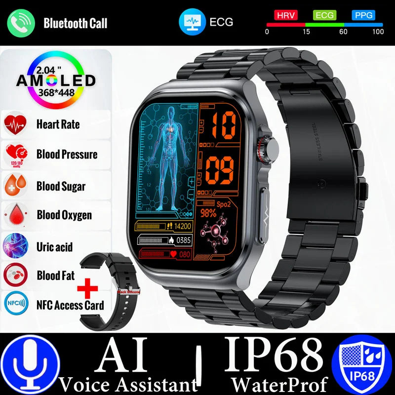 Sugafit® Versa - New Uric Acid Blood Fat Smartwatch ECG Heart Rate Blood Pressure Blood Glucose Health Monitoring