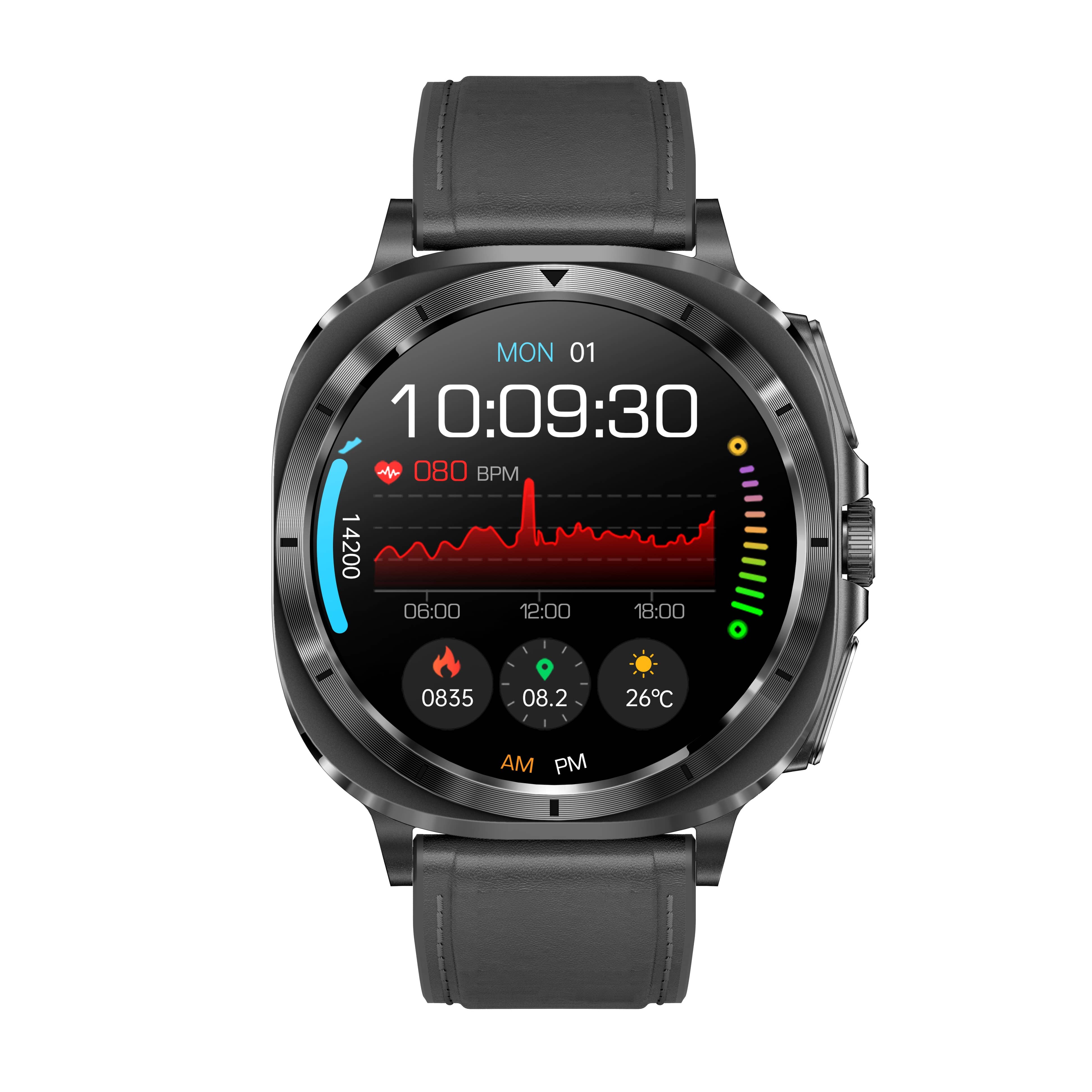 Suga492 One-click ECG/EKG Blood Glucose Blood Pressure Call Intelligent Sports Health Smart Watch