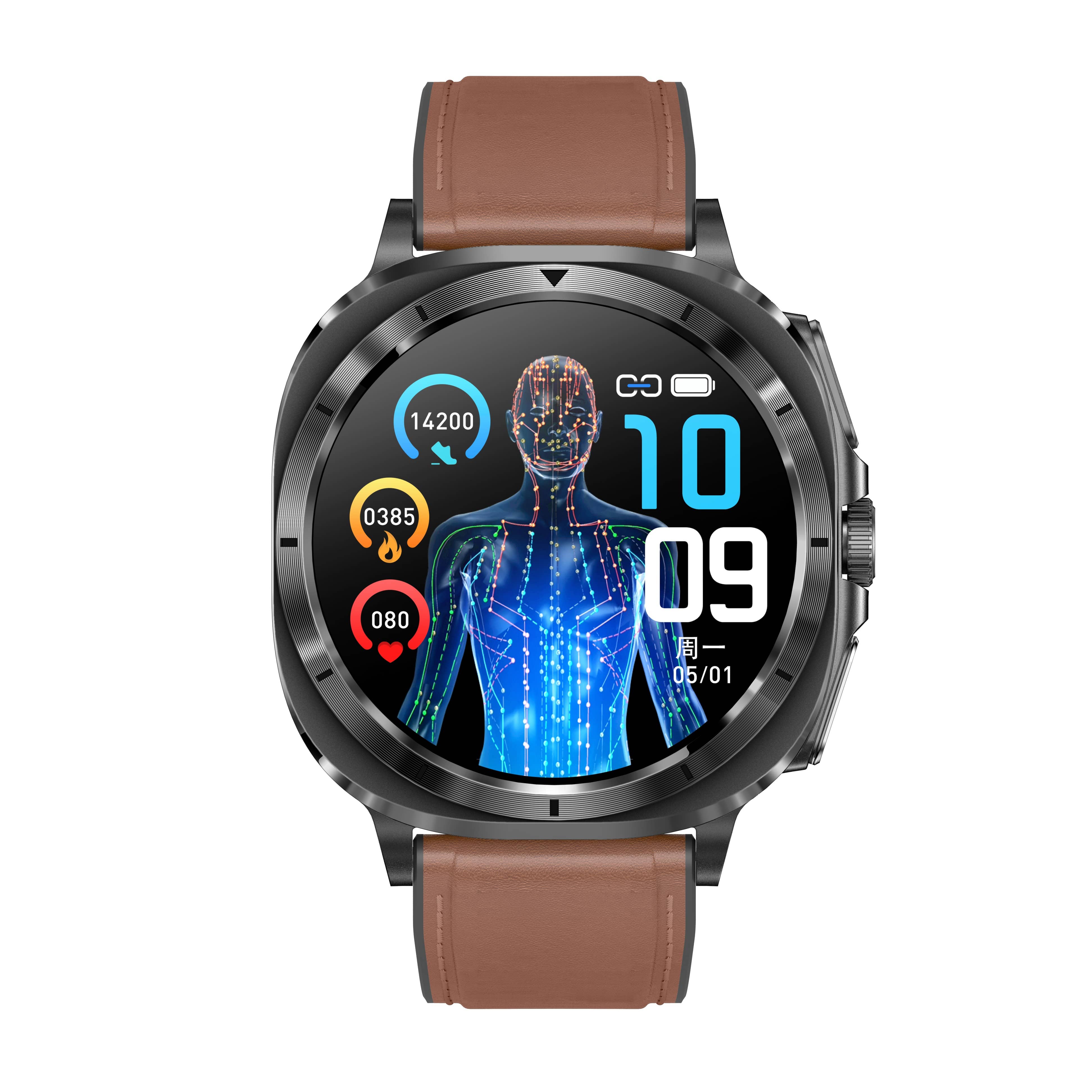 Suga492 One-click ECG/EKG Blood Glucose Blood Pressure Call Intelligent Sports Health Smart Watch