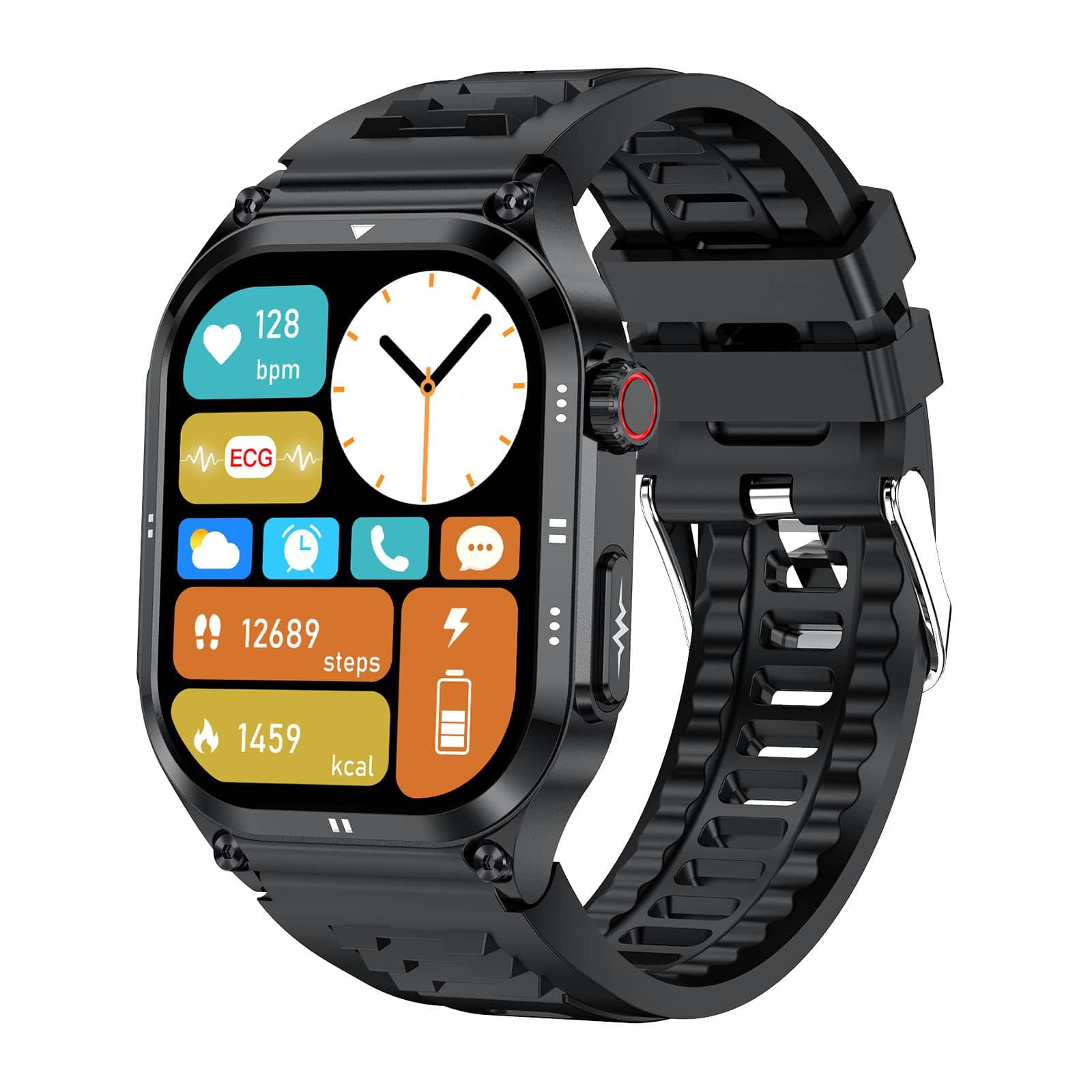 Suga281 AMOLED Slim Blood Glucose Outdoor ECG/EKG Bluetooth Calls Health Measurement Smart Watch