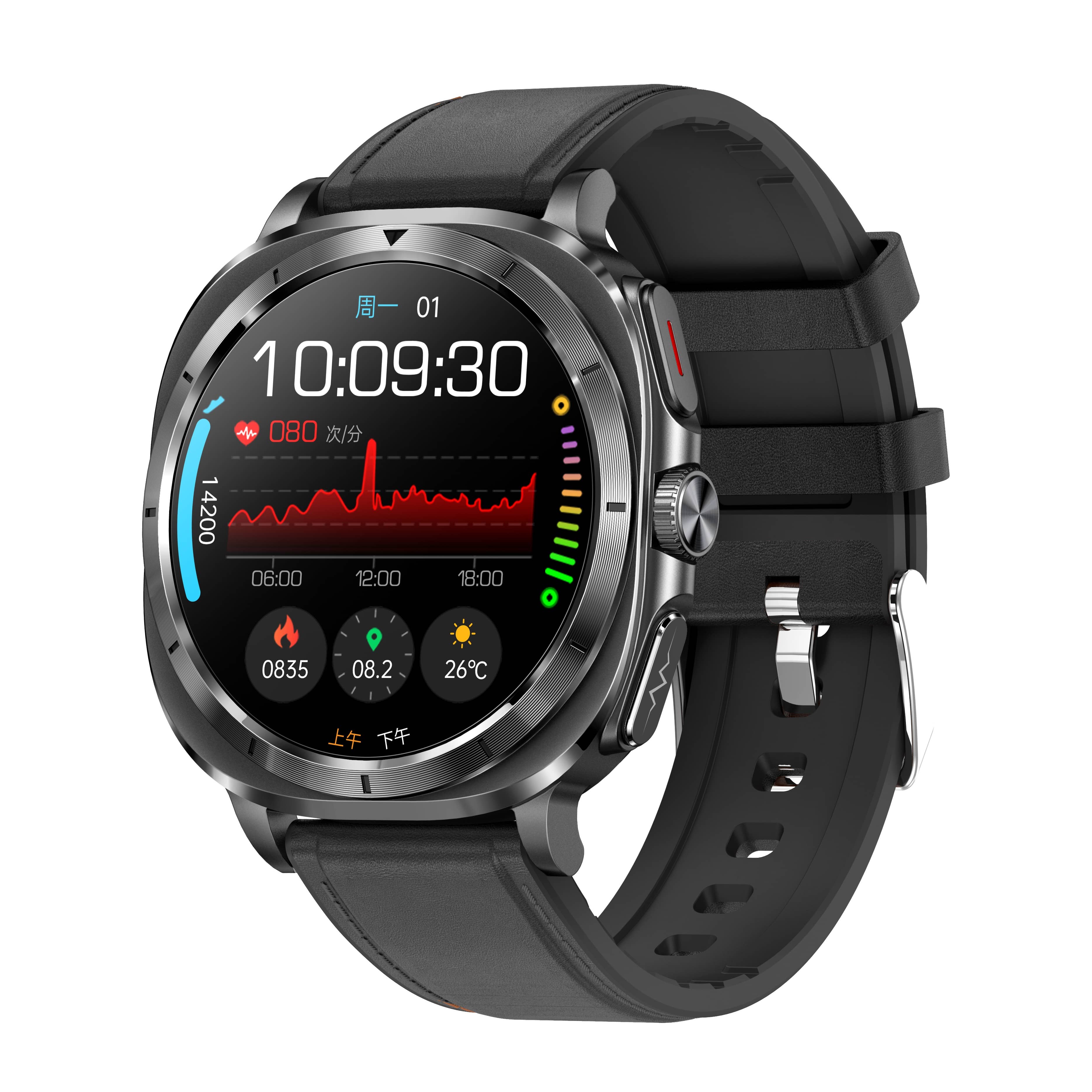 Suga492 One-click ECG/EKG Blood Glucose Blood Pressure Call Intelligent Sports Health Smart Watch