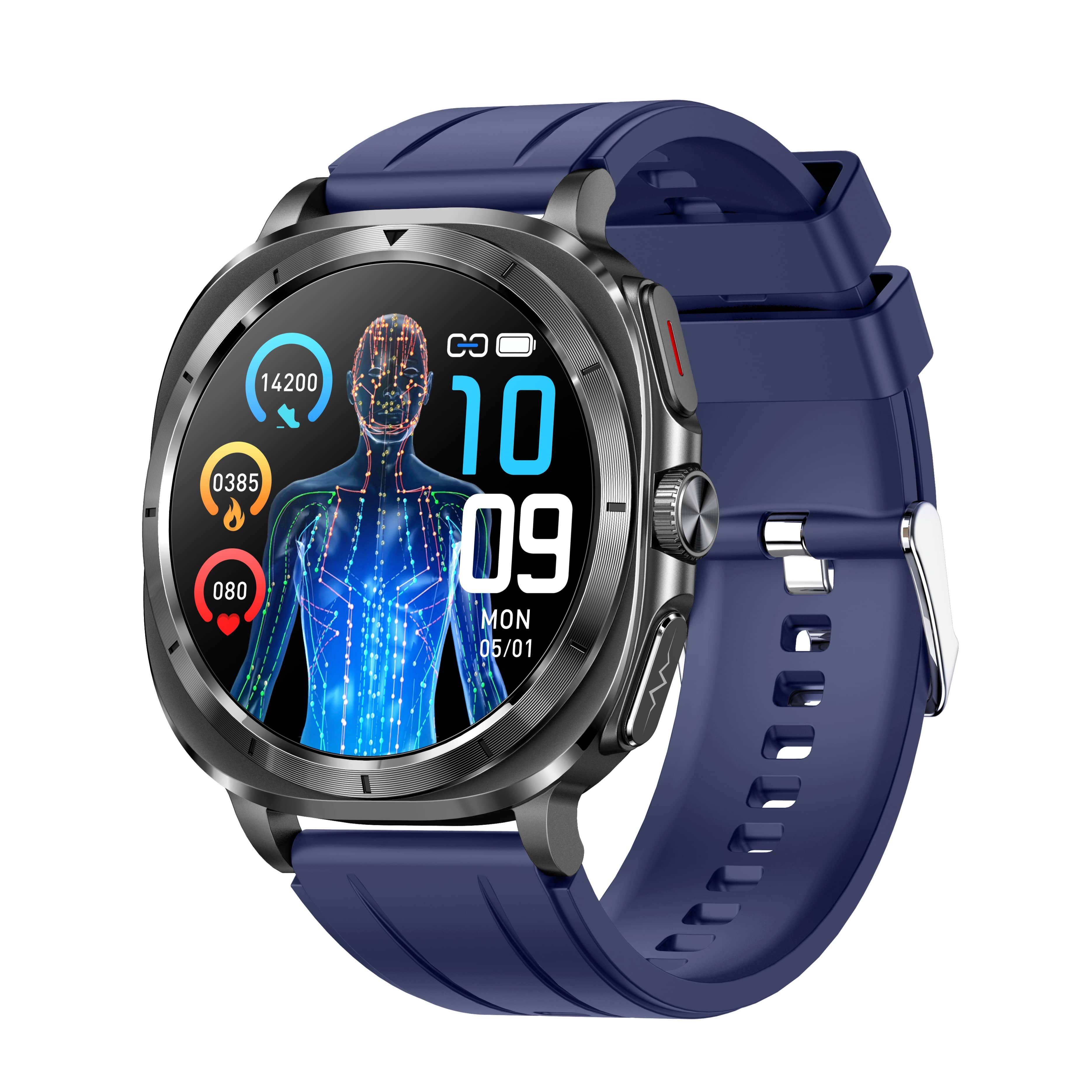 Suga492 One-click ECG/EKG Blood Glucose Blood Pressure Call Intelligent Sports Health Smart Watch