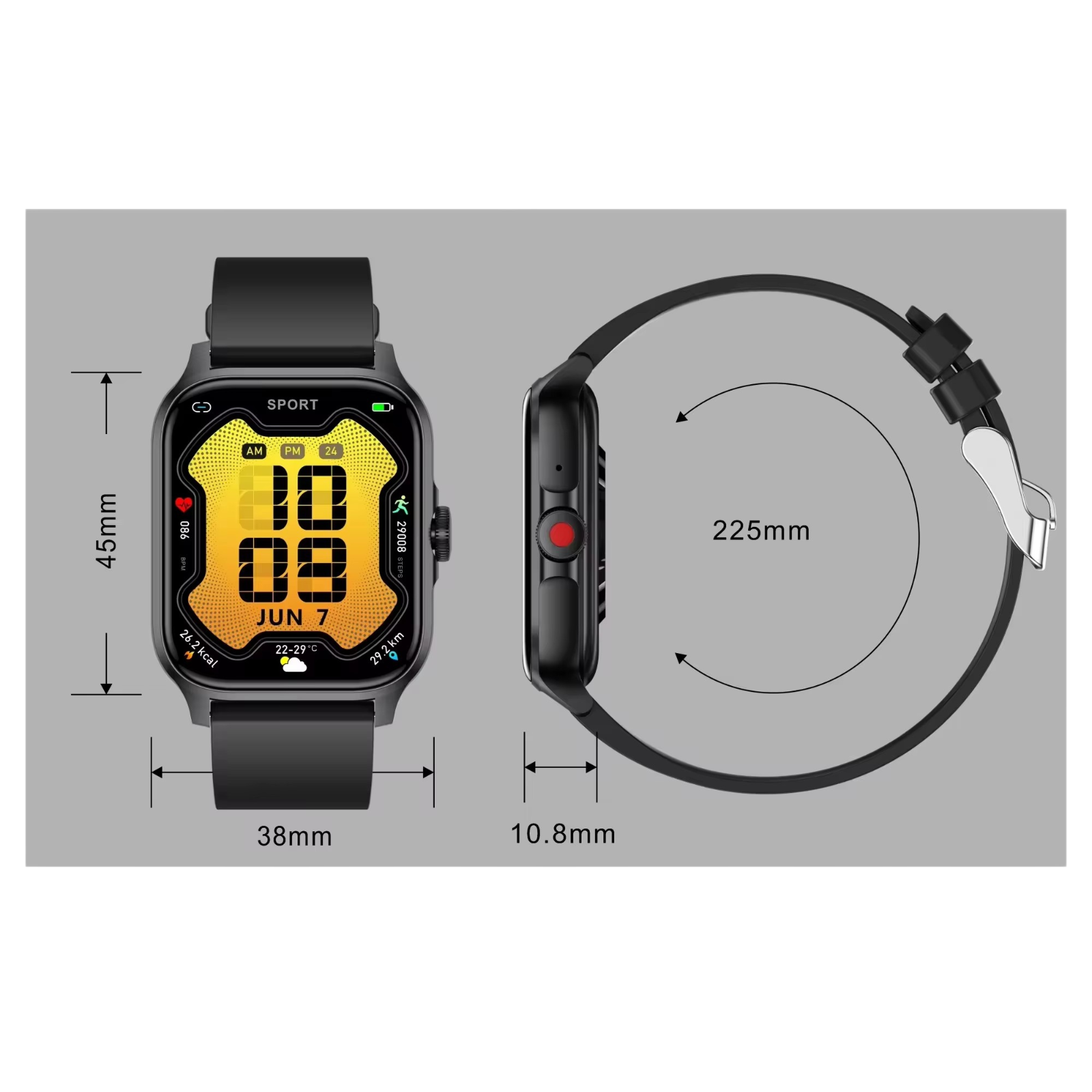 Sugafit® Amara - Smart Watch 1.85inch Health Monitoring AI Voice Assistant Men Women Fashion Smartwatch Sport Fitness Tracker