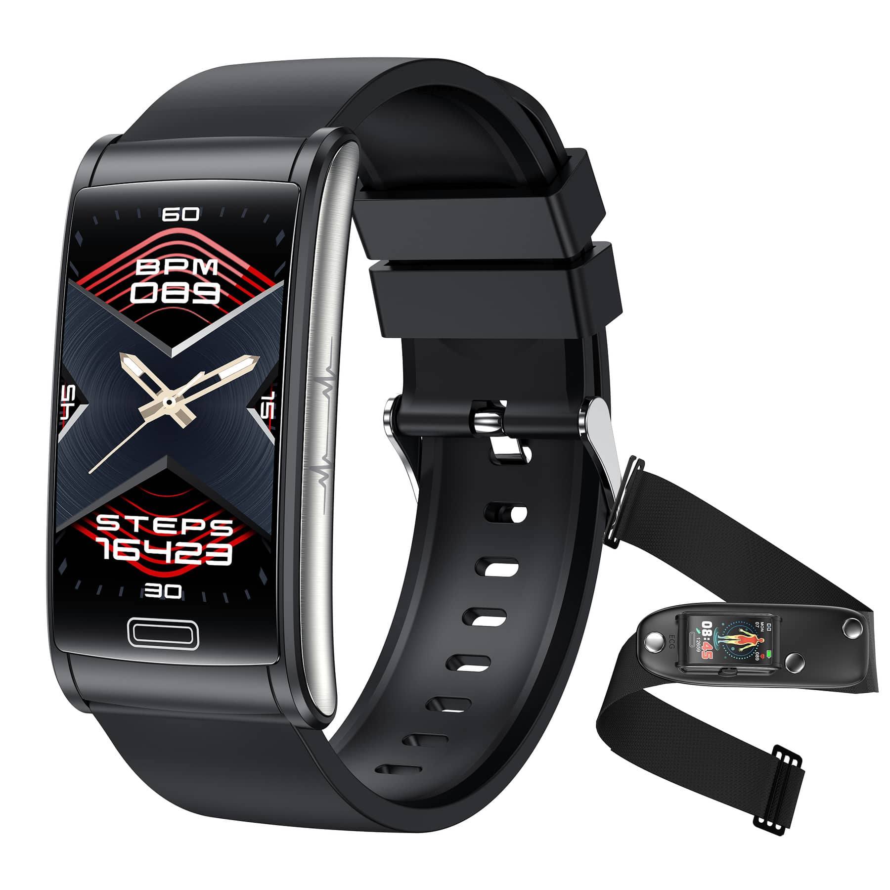 Suga60 1.47HD Large Screen ECG/EKG Blood Glucose Scientific Sleep HRV Smart Fitness Bracelet