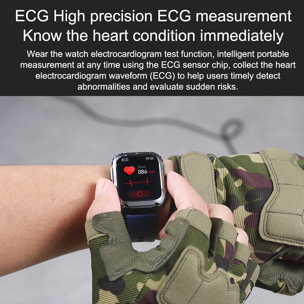 Suga550 Fashion Outdoor Sports Health Smart Watch ECG/EKG Blood Glucose Bluetooth Call 100+ Sports Modes