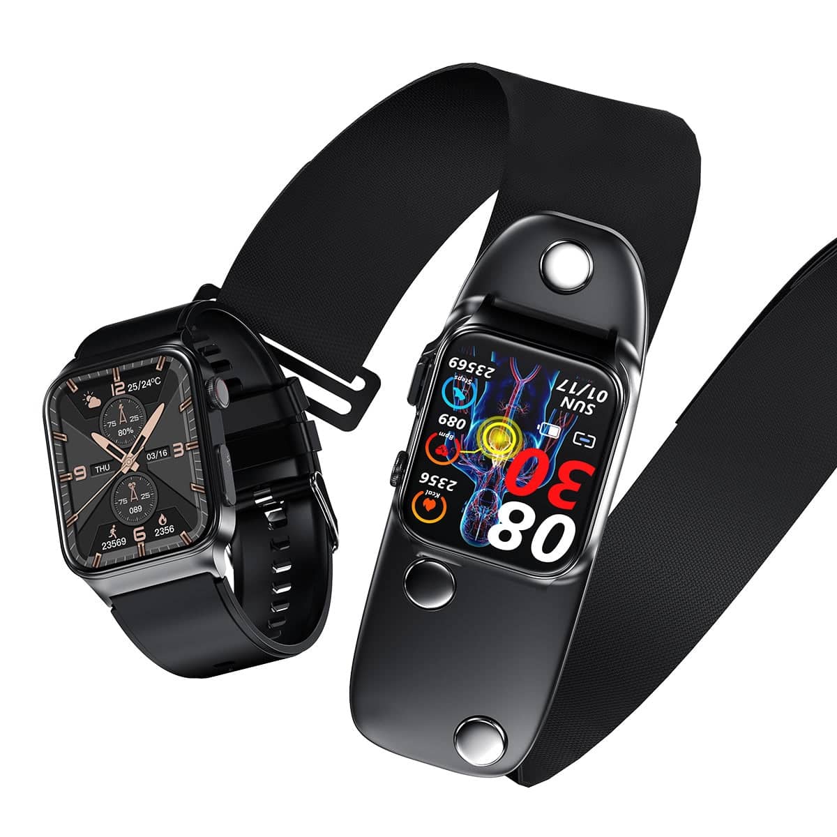 Suga50 High-end ECG/PTT/HRV and Blood Glucose Blood Pressure Heart Rate Smart Health Watch