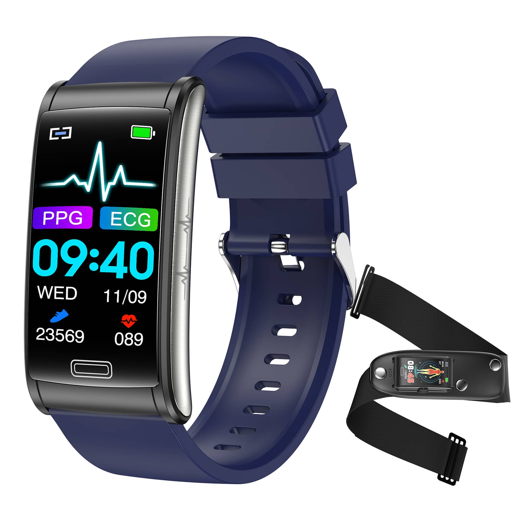 Suga60 1.47HD Large Screen ECG/EKG Blood Glucose Scientific Sleep HRV Smart Fitness Bracelet