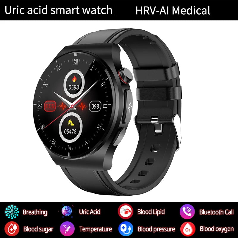 2024 New Laser Treatment Smart Watch - Blood Sugar - Lipid and Uric Acid Medical Grade ECG+PPG Health Monitoring