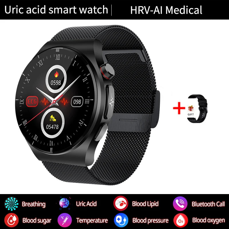 2024 New Laser Treatment Smart Watch - Blood Sugar - Lipid and Uric Acid Medical Grade ECG+PPG Health Monitoring