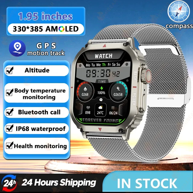 Sugafit® Regulus - Smart Watch Men AMOLED HD Screen Heart Rate Health Tracker Bluetooth Call IP68