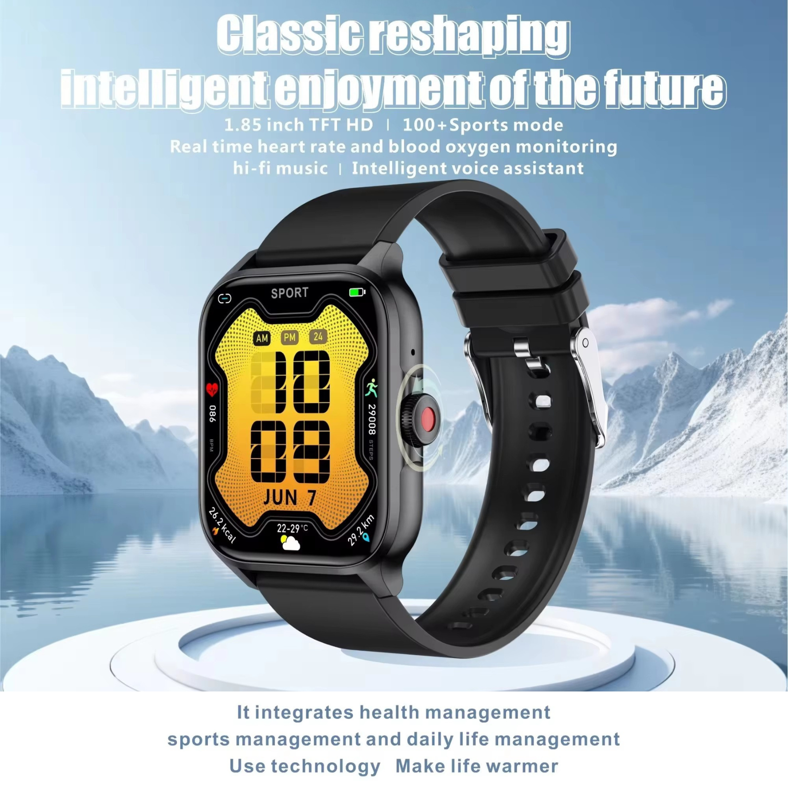 Sugafit® Amara - Smart Watch 1.85inch Health Monitoring AI Voice Assistant Men Women Fashion Smartwatch Sport Fitness Tracker