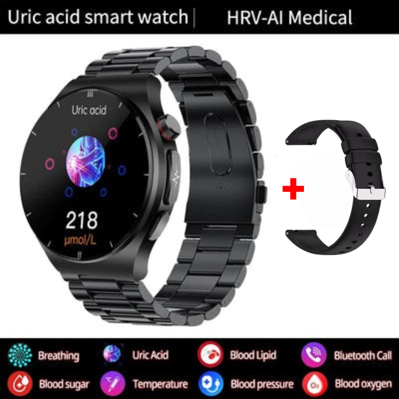 Sugafit® PulseXplorer - Laser Treatment Smart Watch, Blood Sugar, Lipid and Uric Acid Medical Grade ECG+PPG Health Monitoring