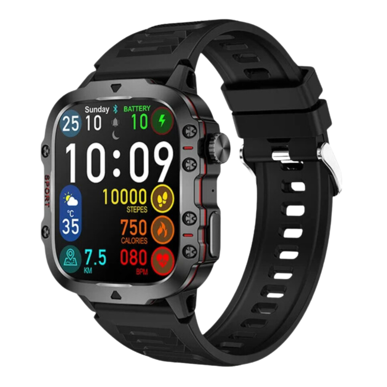 Sugafit® Apache - New 420mAh large battery outdoor sports men's smartwatch 1.96 inches 240 * 282 multi sport mode 100