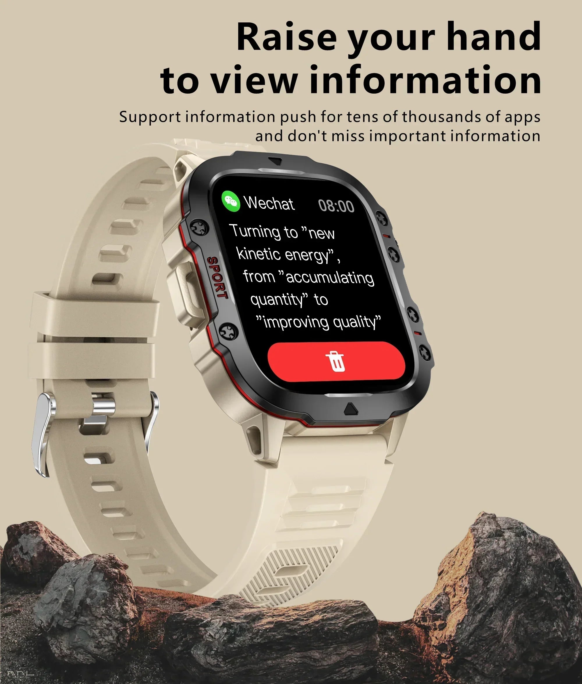 Sugafit® Apache - New 420mAh large battery outdoor sports men's smartwatch 1.96 inches 240 * 282 multi sport mode 100