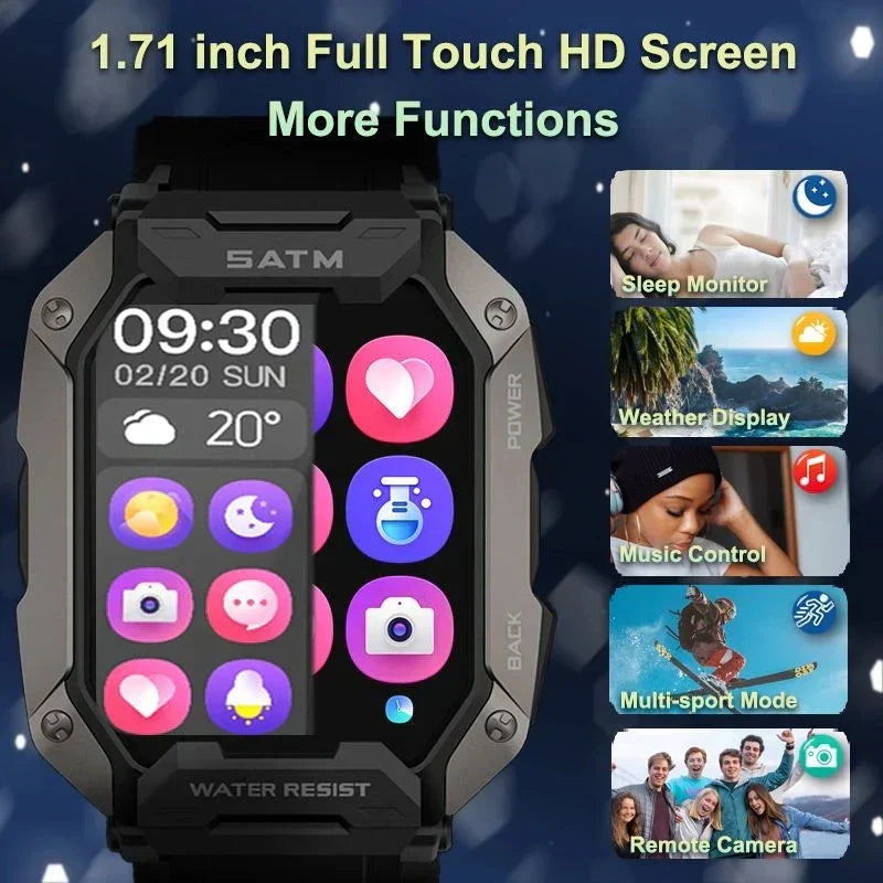 Sugafit® Force - Smart Watch Men Bluetooth Full Touch Screen 5ATM Waterproof Watches Sports
