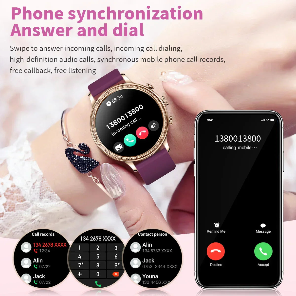 Sugafit® Spectra - Smart Watches For Women Bluetooth Call Connected Phone Women Watch Health Monitor