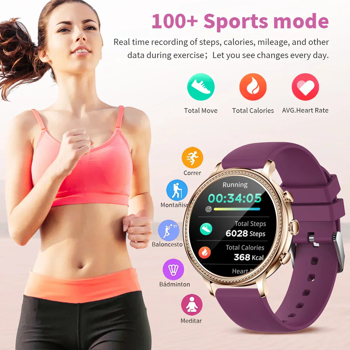 Sugafit® Spectra - Smart Watches For Women Bluetooth Call Connected Phone Women Watch Health Monitor