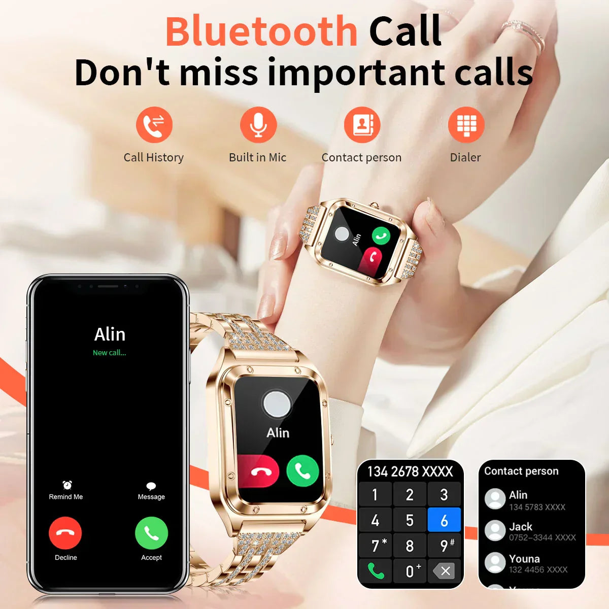 Sugafit® Tender - Smart Watch Woman Sport Fitnes AI Voice Control Full Touch Bracelet Bluetooth Call Waterproof