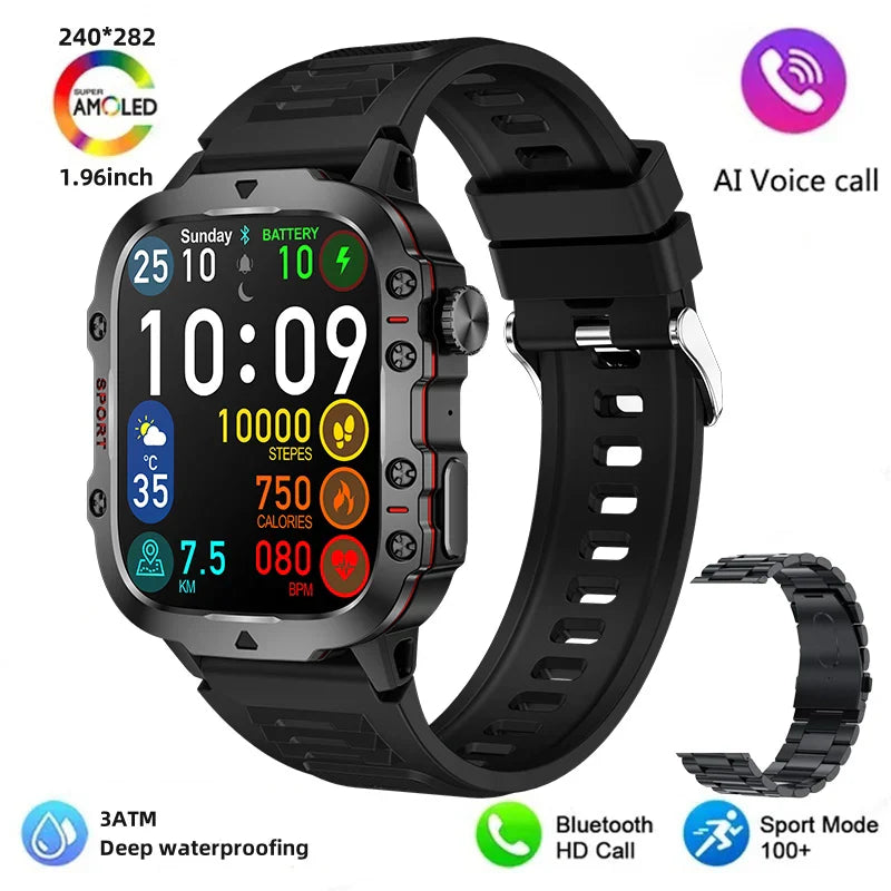 Sugafit® Apache - New 420mAh large battery outdoor sports men's smartwatch 1.96 inches 240 * 282 multi sport mode 100