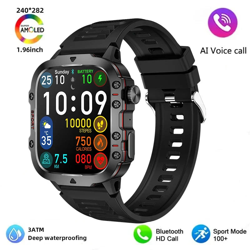 Sugafit® Apache - New 420mAh large battery outdoor sports men's smartwatch 1.96 inches 240 * 282 multi sport mode 100