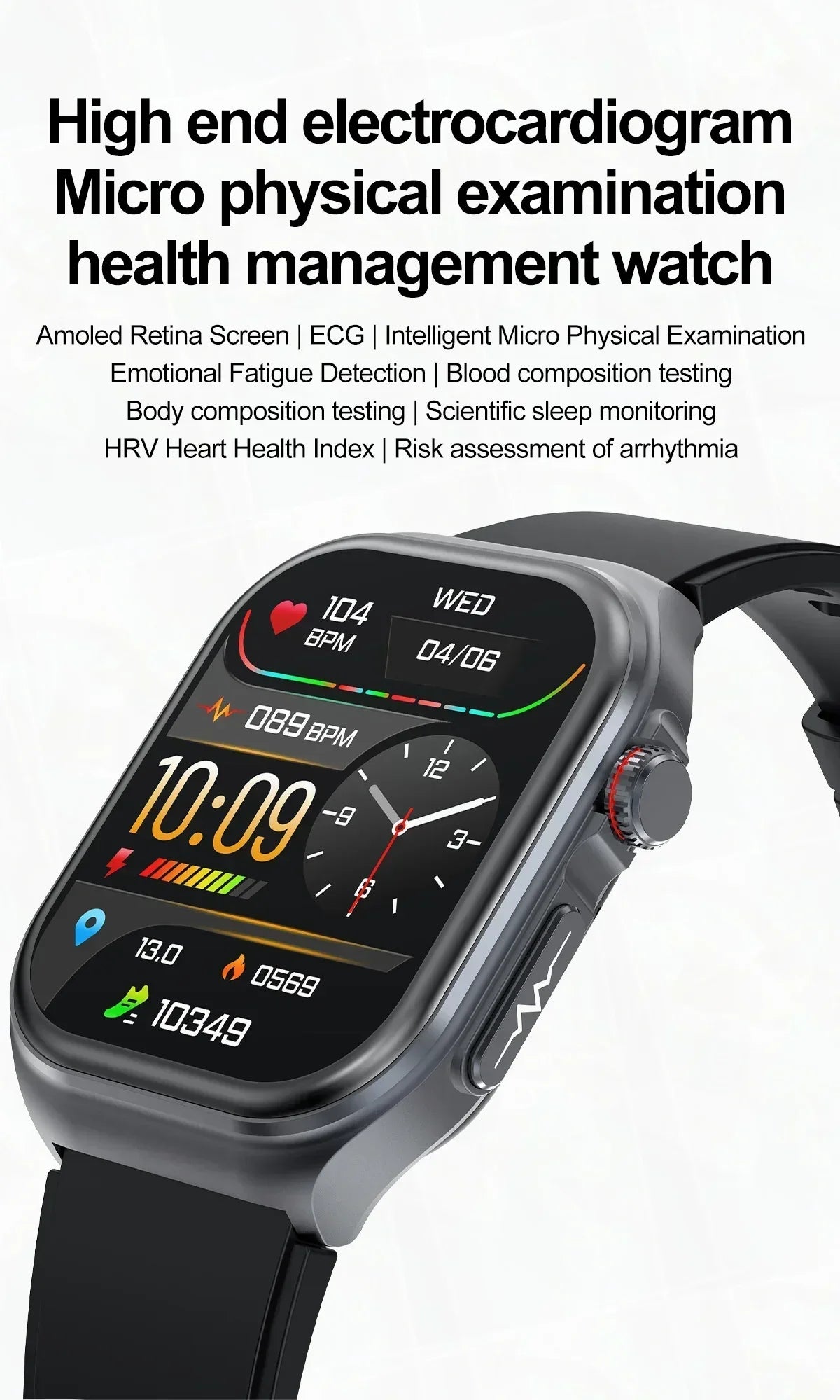 Sugafit® Versa - New Uric Acid Blood Fat Smartwatch ECG Heart Rate Blood Pressure Blood Glucose Health Monitoring