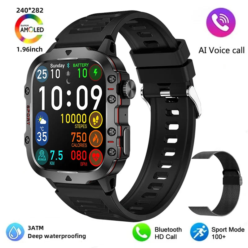 Sugafit® Apache - New 420mAh large battery outdoor sports men's smartwatch 1.96 inches 240 * 282 multi sport mode 100