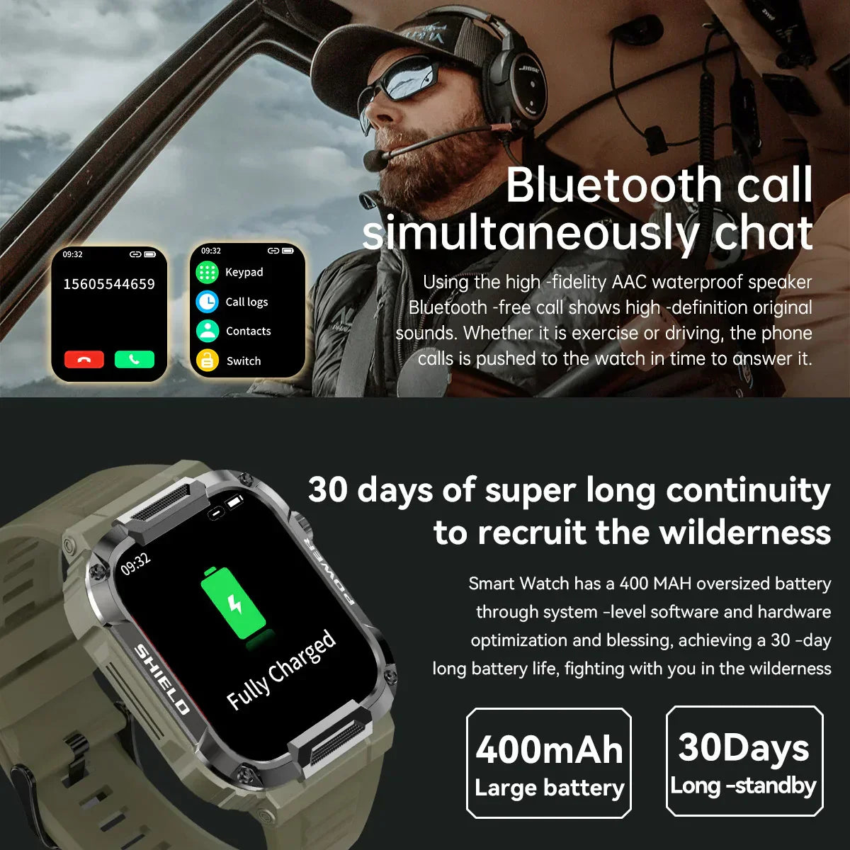 Sugafit® Strive - Men Smart Watch Military Healthy Monitor AI Voice Bluetooth Call Fitness Waterproof Sports Smartwatch