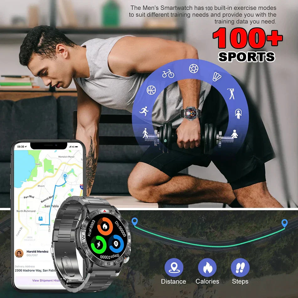 Sugafit® Shield - Smart Watch Men Altitude Compass GPS Sports 1ATM Waterproof Watch Bluetooth Talk SmartWatches