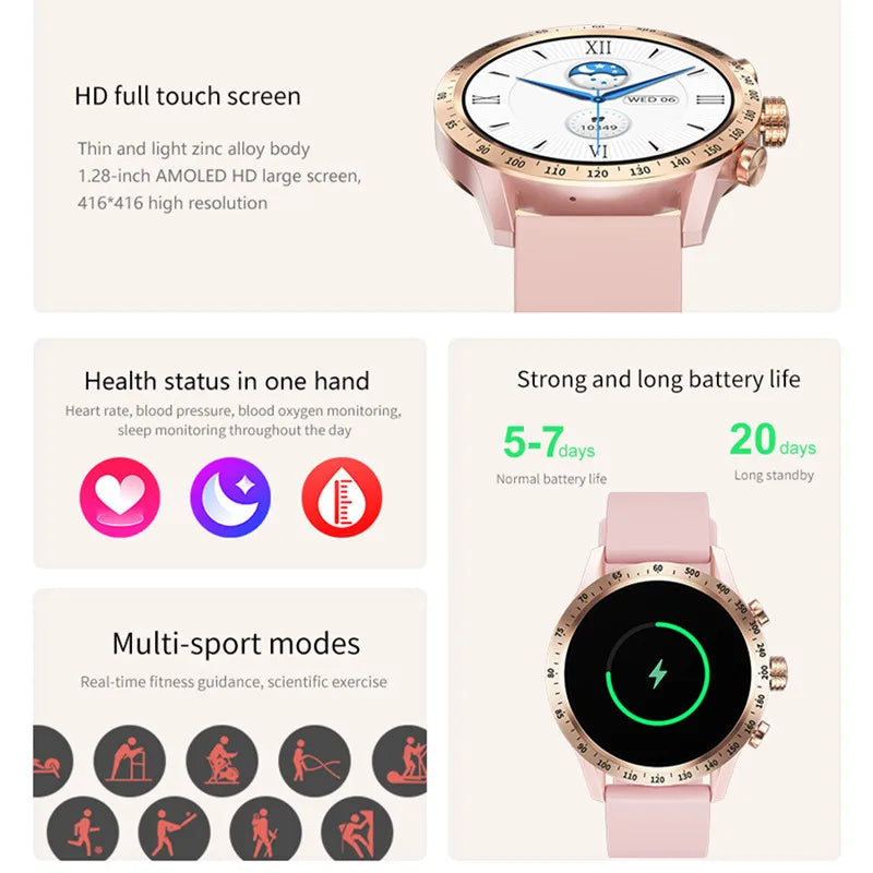 Sugafit® HT20 - Smart Watch Women Fashion 1.28inch Amoled Bluetooth Call AI Voice Health