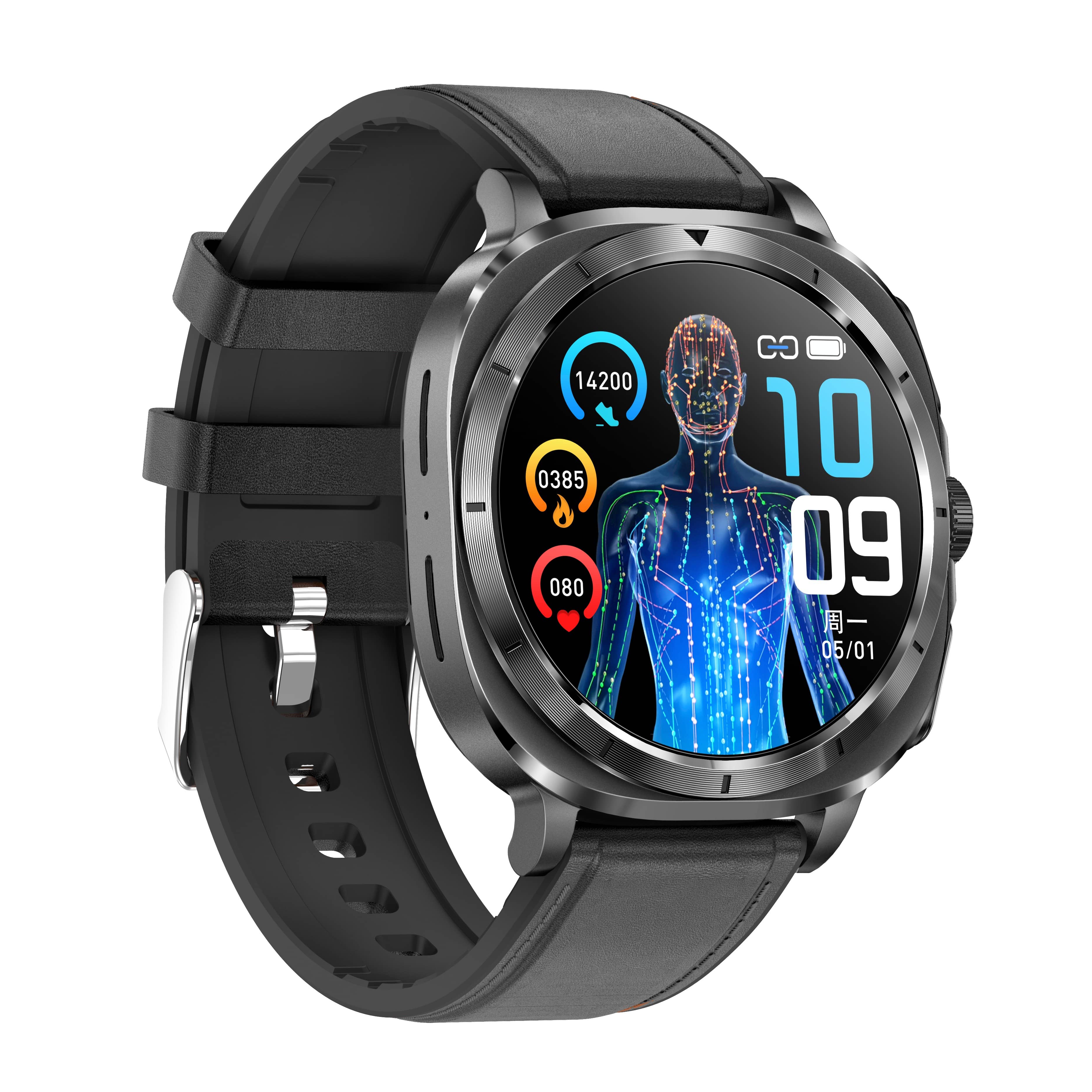 Suga492 One-click ECG/EKG Blood Glucose Blood Pressure Call Intelligent Sports Health Smart Watch