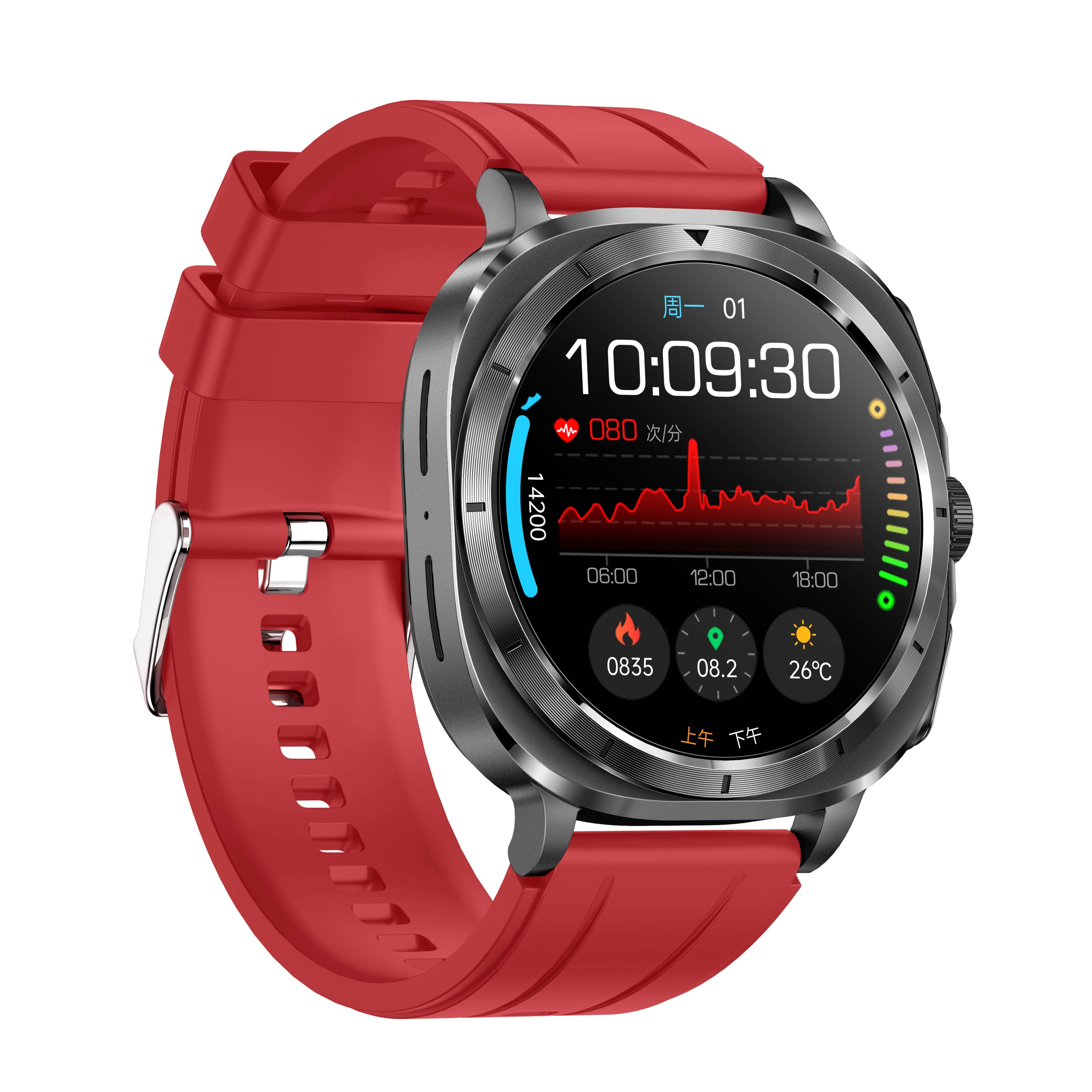 Suga492 One-click ECG/EKG Blood Glucose Blood Pressure Call Intelligent Sports Health Smart Watch